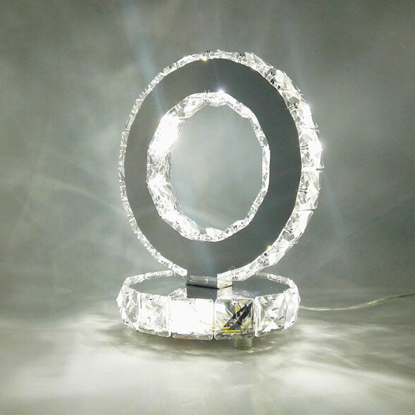 Luxury Crystal Round Stainless Steel LED Table Lamp