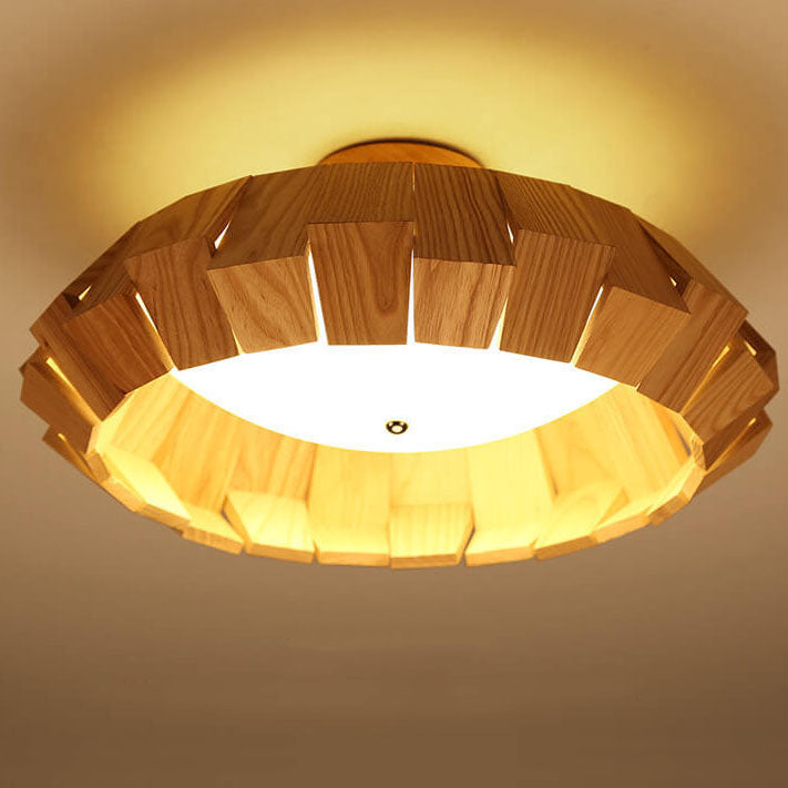 Plafonnier LED moderne en bois de style sud-est asiatique 