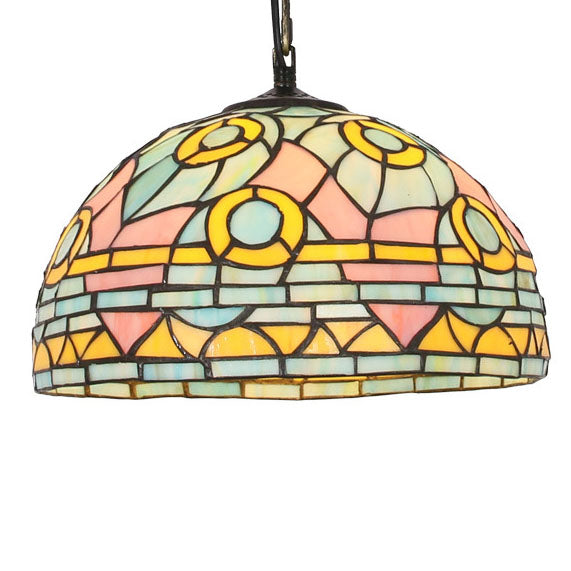 European Retro Tiffany Colorful 1-Light Pendant Light