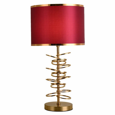 Modern Luxury Fabric Metal Circle Base 1-Light Table Lamp