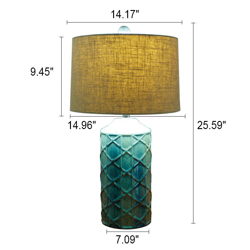 Lampe de table à 1 lumière en tissu céramique de luxe rétro européen 
