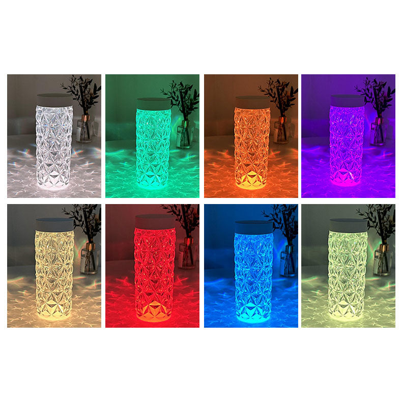 Lampe de table de nuit LED créative en forme de pétale de rose et de diamant en acrylique 