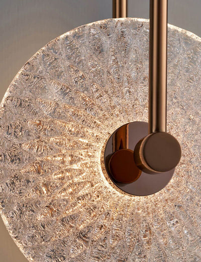 Modern Luxury Textured Glass Round Curved Arm LED Wall Sconce Lamp