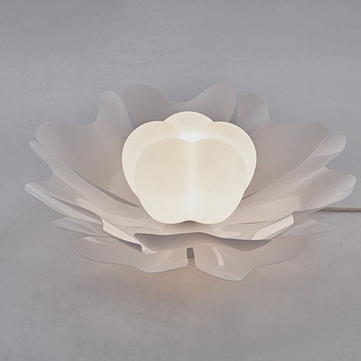 Contemporary Creative Cream Acrylic Petal Shade 1-Light Flush Mount Ceiling Light For Living Room