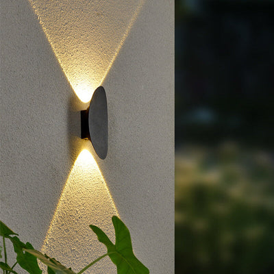 Simple Oval Flat Shaped Aluminum LED Outdoor Waterproof Wall Sconce Lamp