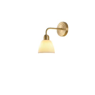 Modern Minimalist Striped Ceramic Round Jar Copper 1-Light Wall Sconce Lamp