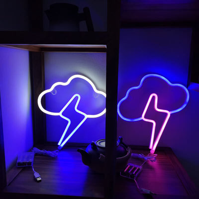 Creative Neon Cloud Lightning Shape LED Battery/USB Decorative Light