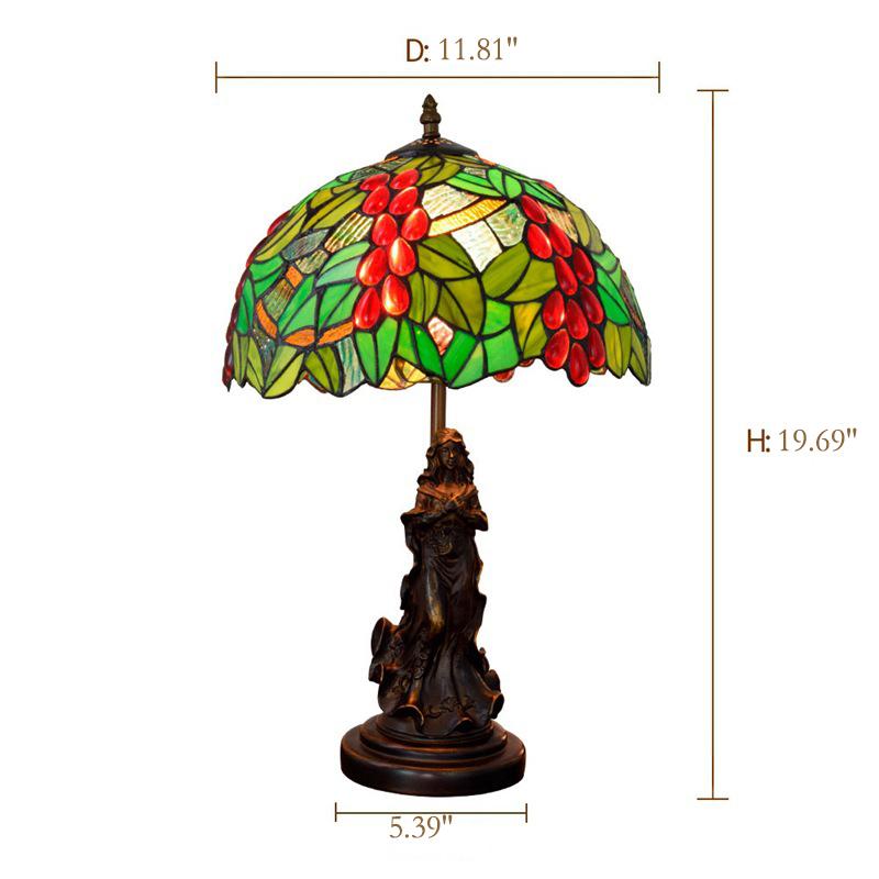 Lampe de table de beauté décorative à 1 lumière en verre Tiffany rétro 