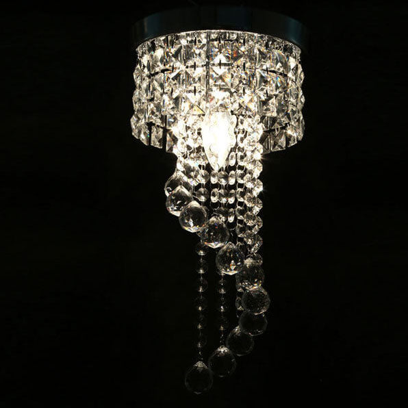 Moderne, luxuriöse, runde, 1-flammige Deckenleuchte aus Kristall zum Aufhängen 