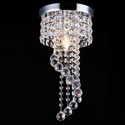 Plafonnier encastré à 1 lumière suspendu en cristal rond de luxe moderne 