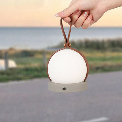 Simple Spherical Faux Leather Portable LED USB Night Light Table Lamp