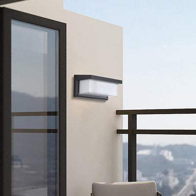 Modern Minimalist Solar Rectangle PC LED Outdoor Wall Sconce Lamp For Outdoor Patio