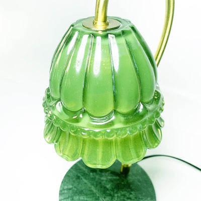 Lampe de table moderne en marbre de verre vert à 1 lumière en cire fondue 