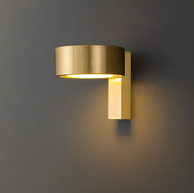 Modern Minimalist Round Rectangle Full Copper Acrylic LED Wall Sconce Lamp For Bedroom