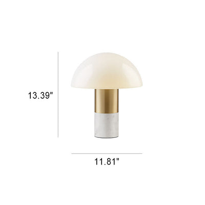 Lampe de table moderne et minimaliste à 1 lumière en forme de champignon, fer, verre et marbre 