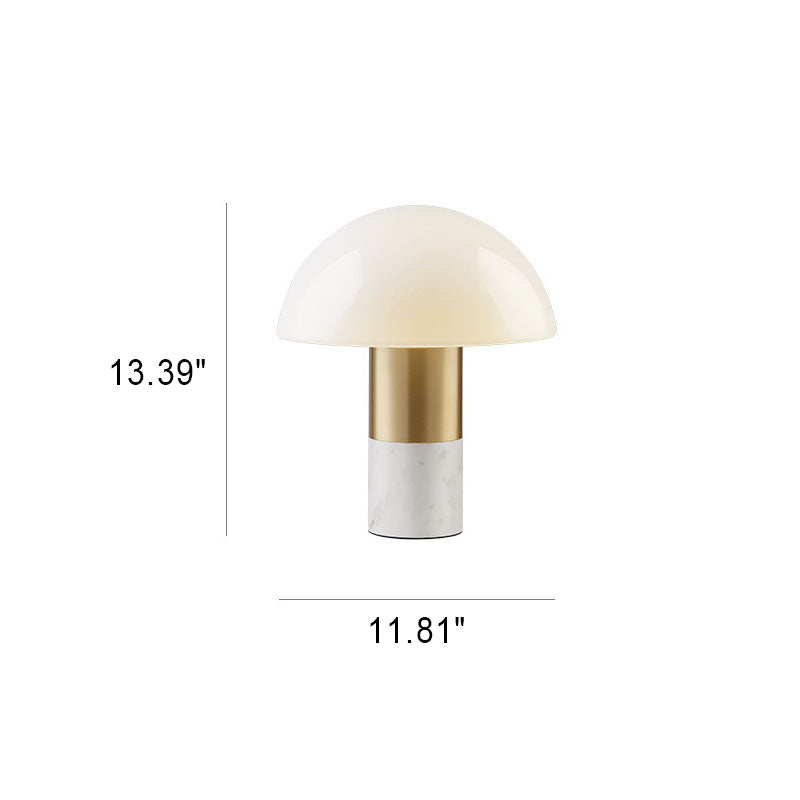 Lampe de table moderne et minimaliste à 1 lumière en forme de champignon, fer, verre et marbre 