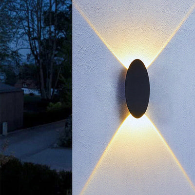 Simple Oval Flat Shaped Aluminum LED Outdoor Waterproof Wall Sconce Lamp