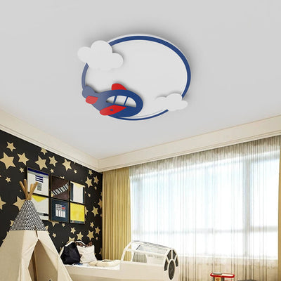 Modern Creative Cartoon Round Iron Aluminum PVC LED Flush Mount Ceiling Light