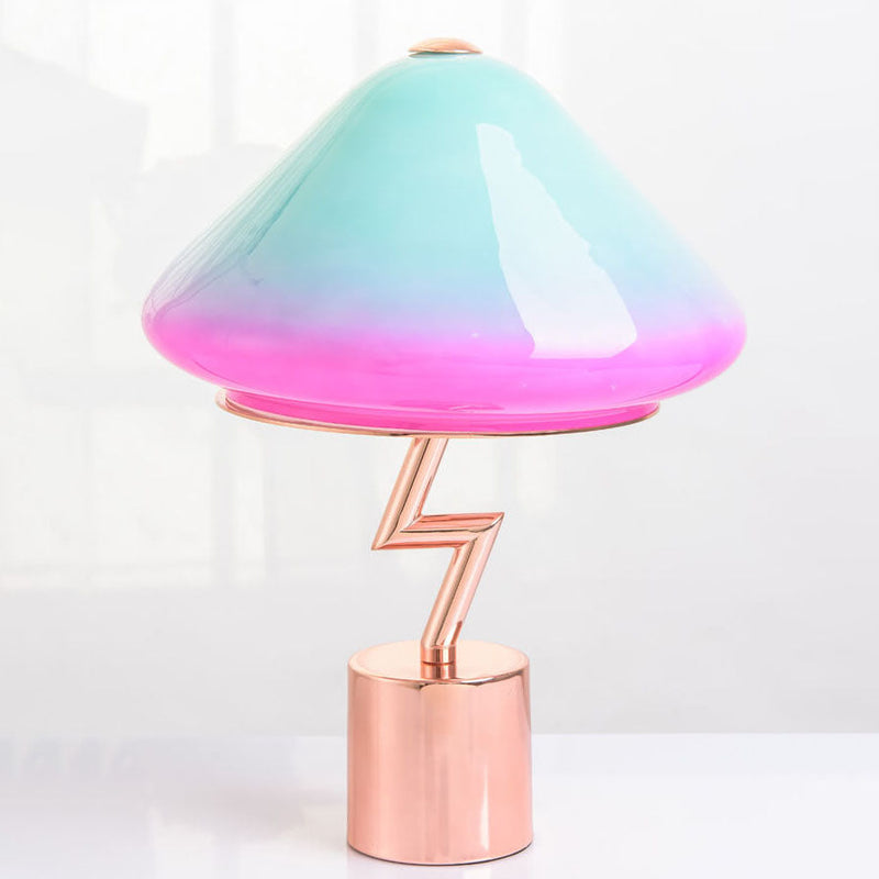 Lampe de table LED en verre, matériel créatif et moderne en forme de champignon coloré 