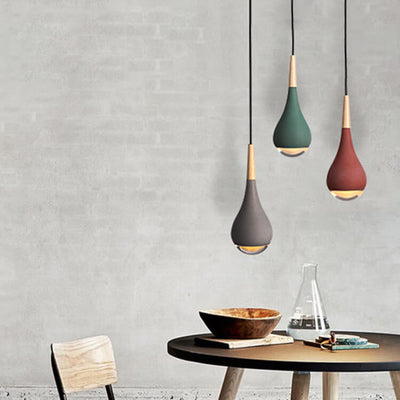 Nordic Industrial Water Drop Shape Cement LED Pendant Light