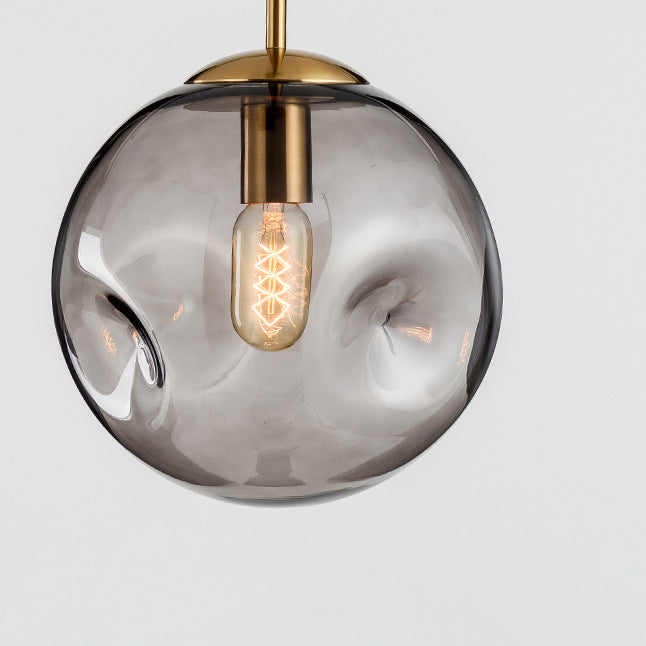 Contemporary Scandinavian Irregular Orb Hardware Glass 1-Light Pendant Light For Living Room