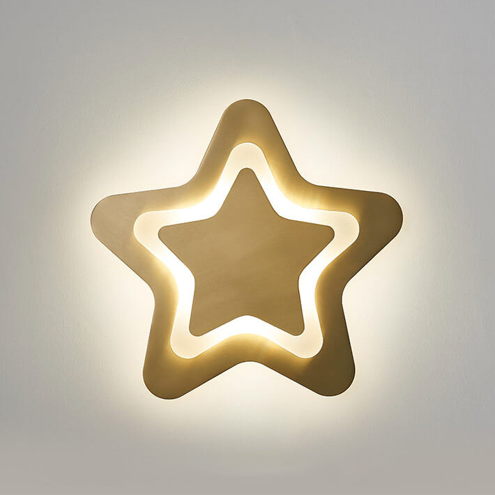 Nordic Luxury Brass Star Shape LED Wall Sconce Lamp