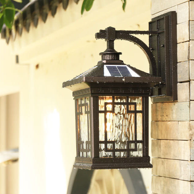 Solar Outdoor Square Cage LED Waterproof Patio Wall Sconce Lamp