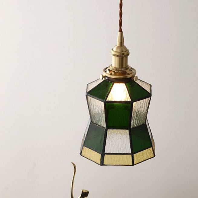 Vintage Creative Green Mosaic Geometric Glass 1-Light Pendant Light