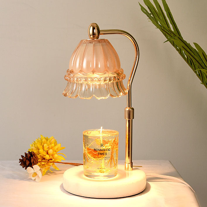 European Orchid Glass Marble Liftable 1-Light Melting Wax Table Lamp