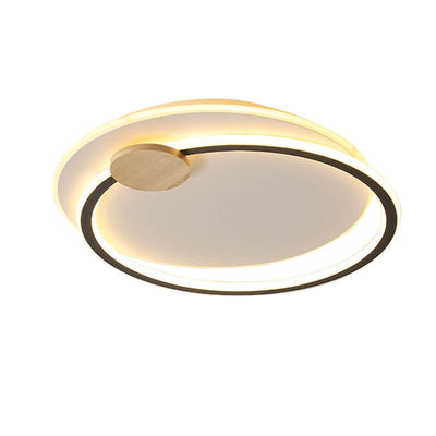 Scandinavian Minimalist Metal Wood Round LED Flush Mount Ceiling Light