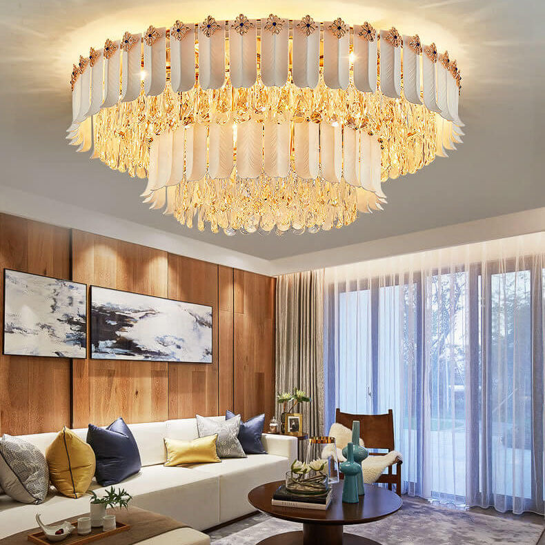 European Light Luxury Crystal 8/12 Light Flush Mount Ceiling Light