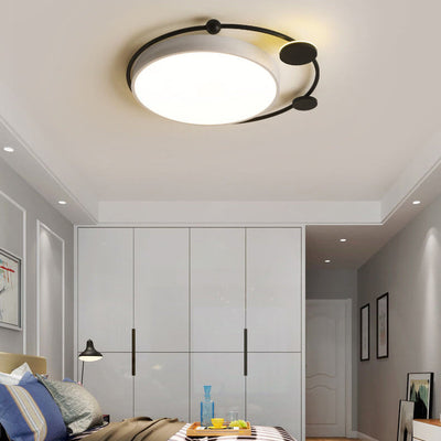 Modern Luxury Iron Circle Ring Acrylic Shade LED Flush Mount Ceiling Light For Living Room