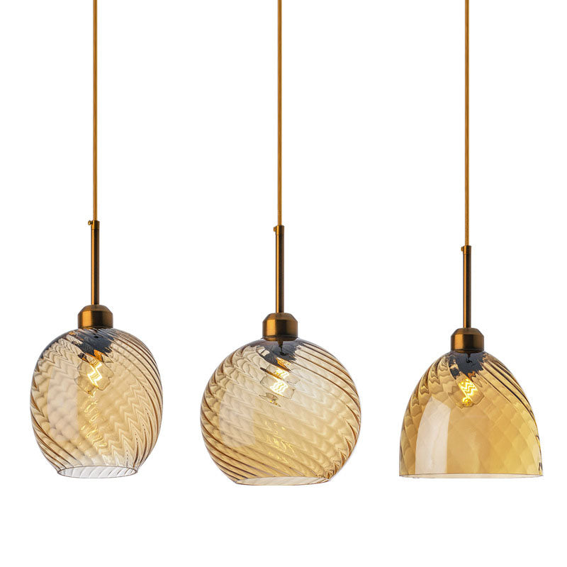 Nordic Creative Round Geometric Textured Glass 1-Light Pendant Light