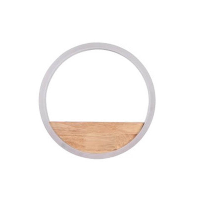 Applique murale LED ronde créative en bois massif et acrylique, décoration de rangement 