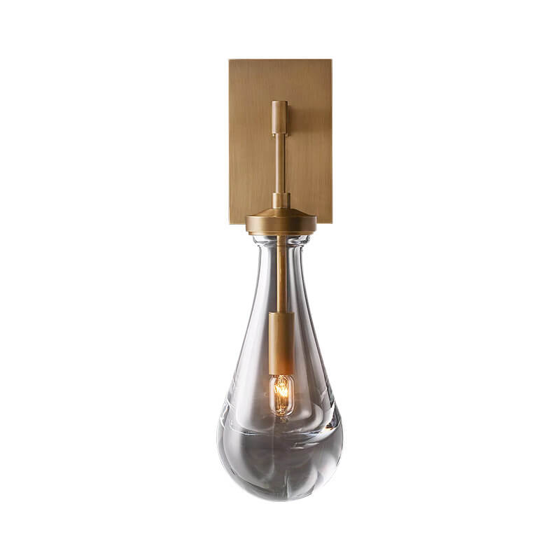 Modern Minimalist Teardrop Transparent Full Copper Crystal 1-Light Wall Sconce Lamp