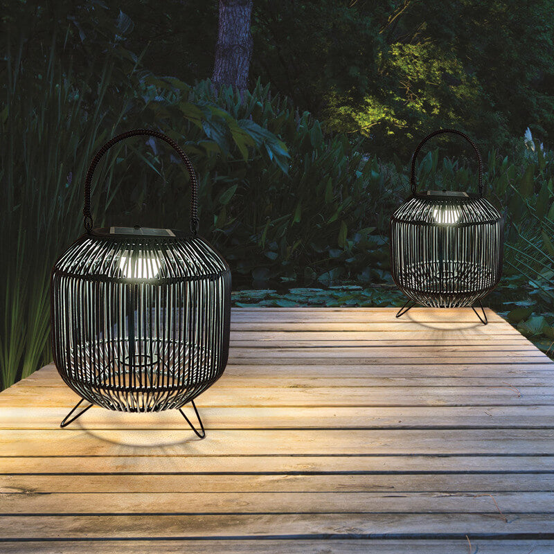 Modern Rattan Weaving Iron Portable Outdoor Waterproof Solar LED Lawn Landscape Light