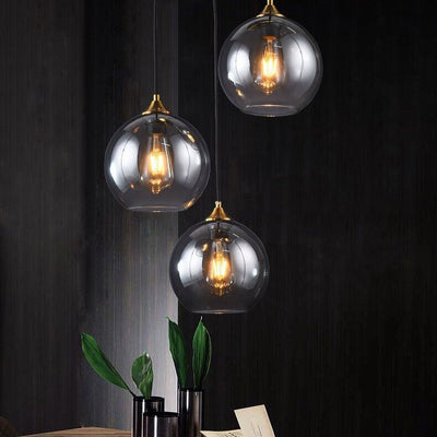 Modern Simplicity Spherical Glass Shade 1-Light Pendant Light For Bedroom