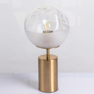 Nordic Light Luxury Frosted Glass Ball Column 1-Light Table Lamp