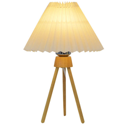 Nordische Retro-Stativ-Plissee-Design-Regenschirm-1-Licht-Tischlampe 