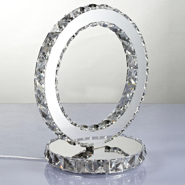 Lampe de table LED ronde en cristal de luxe en acier inoxydable 