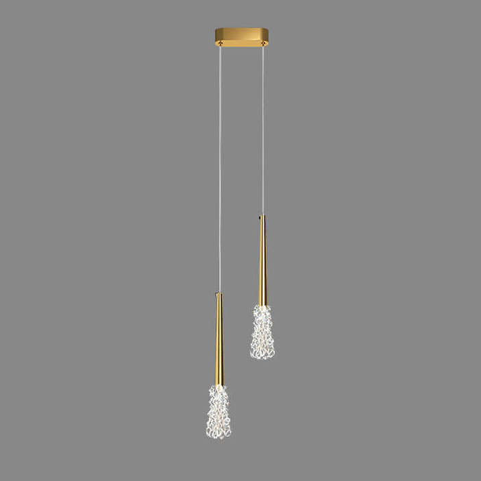 Lustre suspendu moderne en cuivre avec verre transparent conique 1/2 lumière 