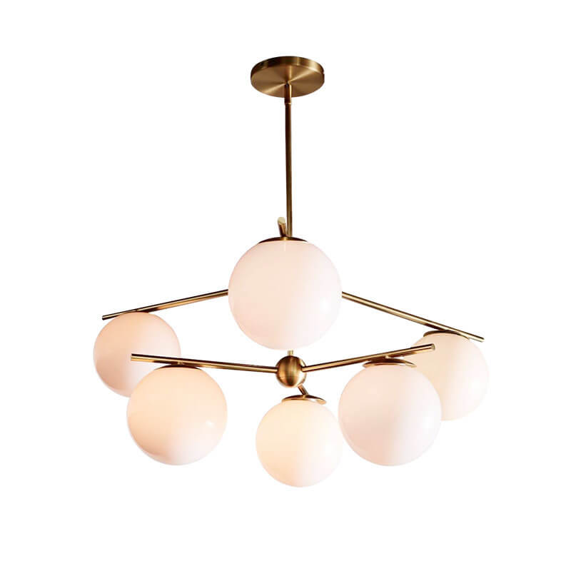 Nordic Minimalist Branch Magic Bean Glass Round Ball 3/6/9 Light Chandelier