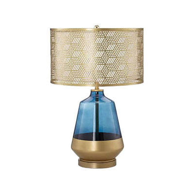 Modern Luxury Blue Glass Bottle Metal Lamp Shade 1-Light Table Lamp