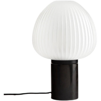 Lampe de table artistique moderne et minimaliste à 1 lumière en verre rayé blanc 