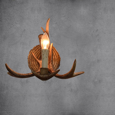 Traditional European Antler Resin 1-Light Wall Sconce Lamp For Living Room