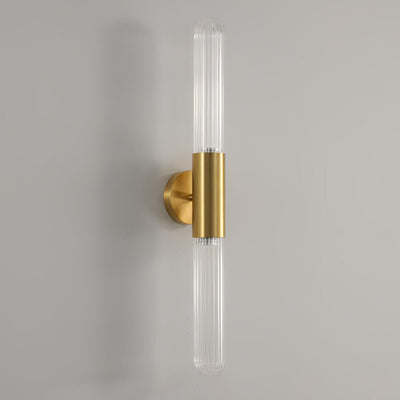 Modern Light Luxury Long Gold Clear Copper Glass 1-Light Wall Sconce Lamp