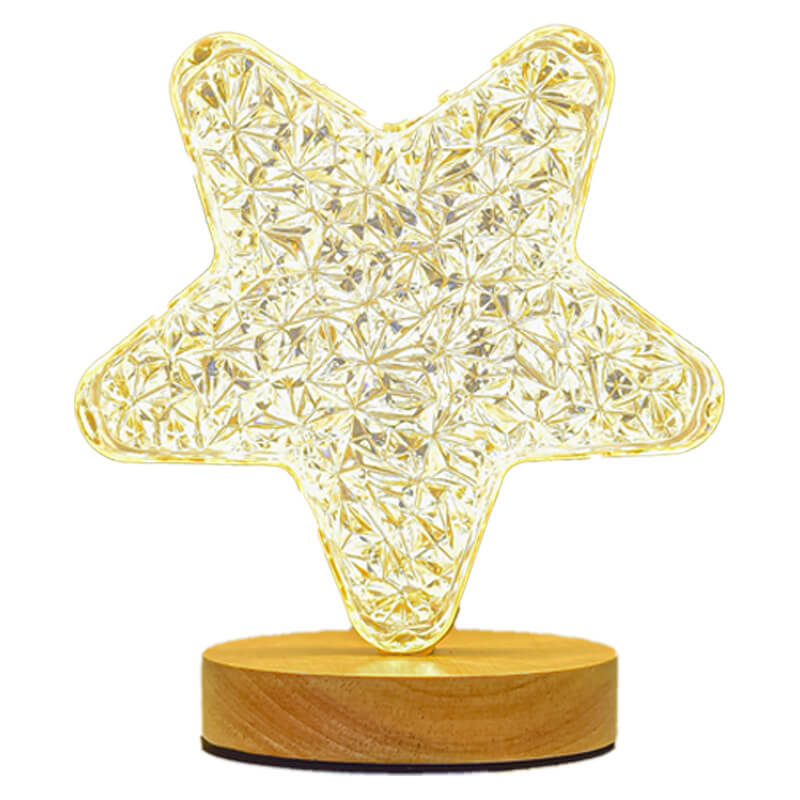 Nordic Creative Acrylic Moon Star Wood LED USB Table Lamp