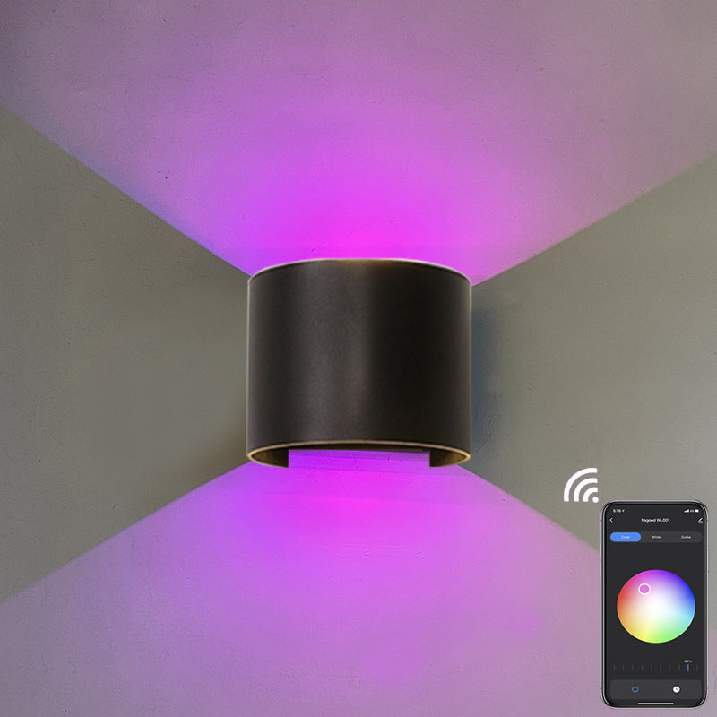 Simple Intelligent Cylindrical APP Dimming Waterproof LED Wall Sconce Lamp