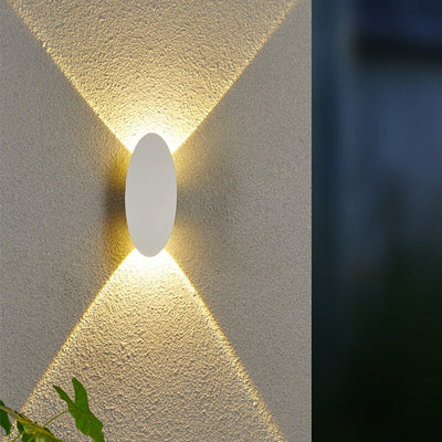 Simple Oval Flat Shaped Aluminum LED Outdoor Waterproof Wall Sconce Lamp