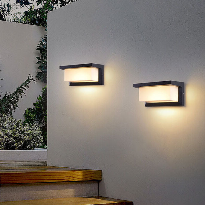 Modern Minimalist Solar Rectangle PC LED Outdoor Wall Sconce Lamp For Outdoor Patio